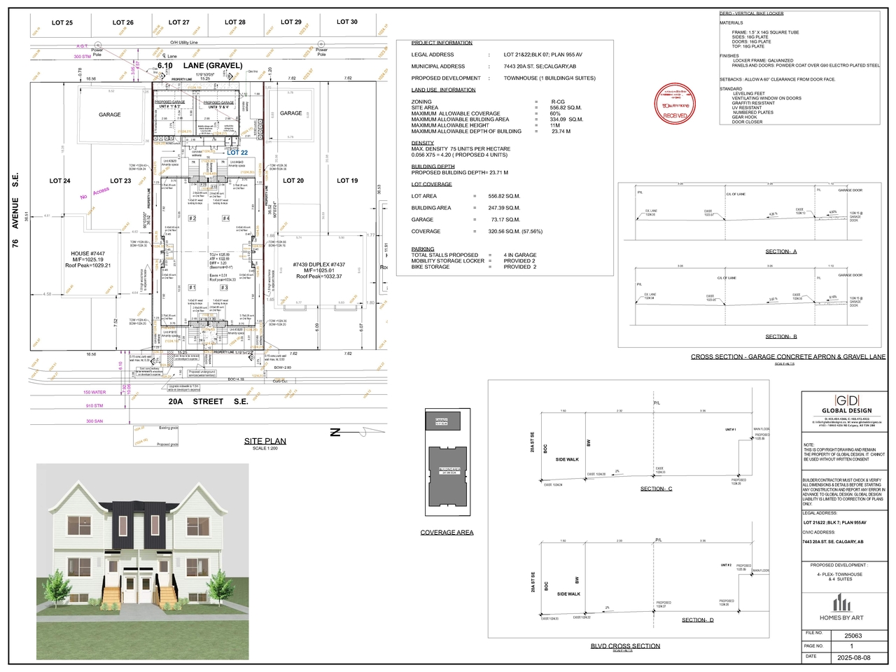 Construction site plan for project from page 1 of the file 'DP2025-04431 DMAP Plans (Submitted) 2025-08-12 (1MB)'