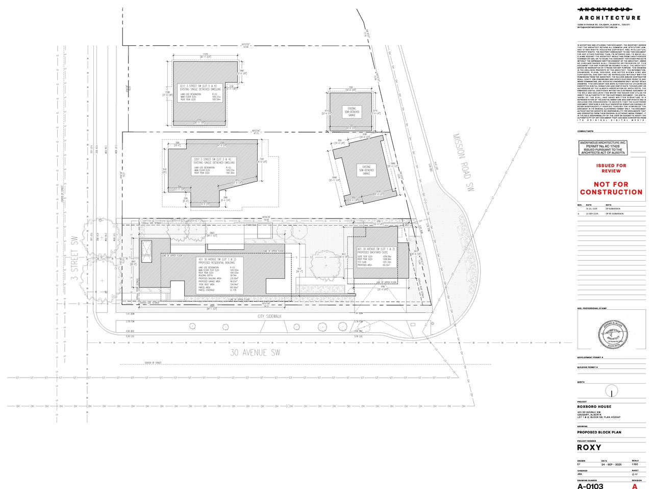 Construction site plan for project from page 2 of the file 'DP2025-04443 DMAP Plans (Amended) 2025-09-24 (10MB)'