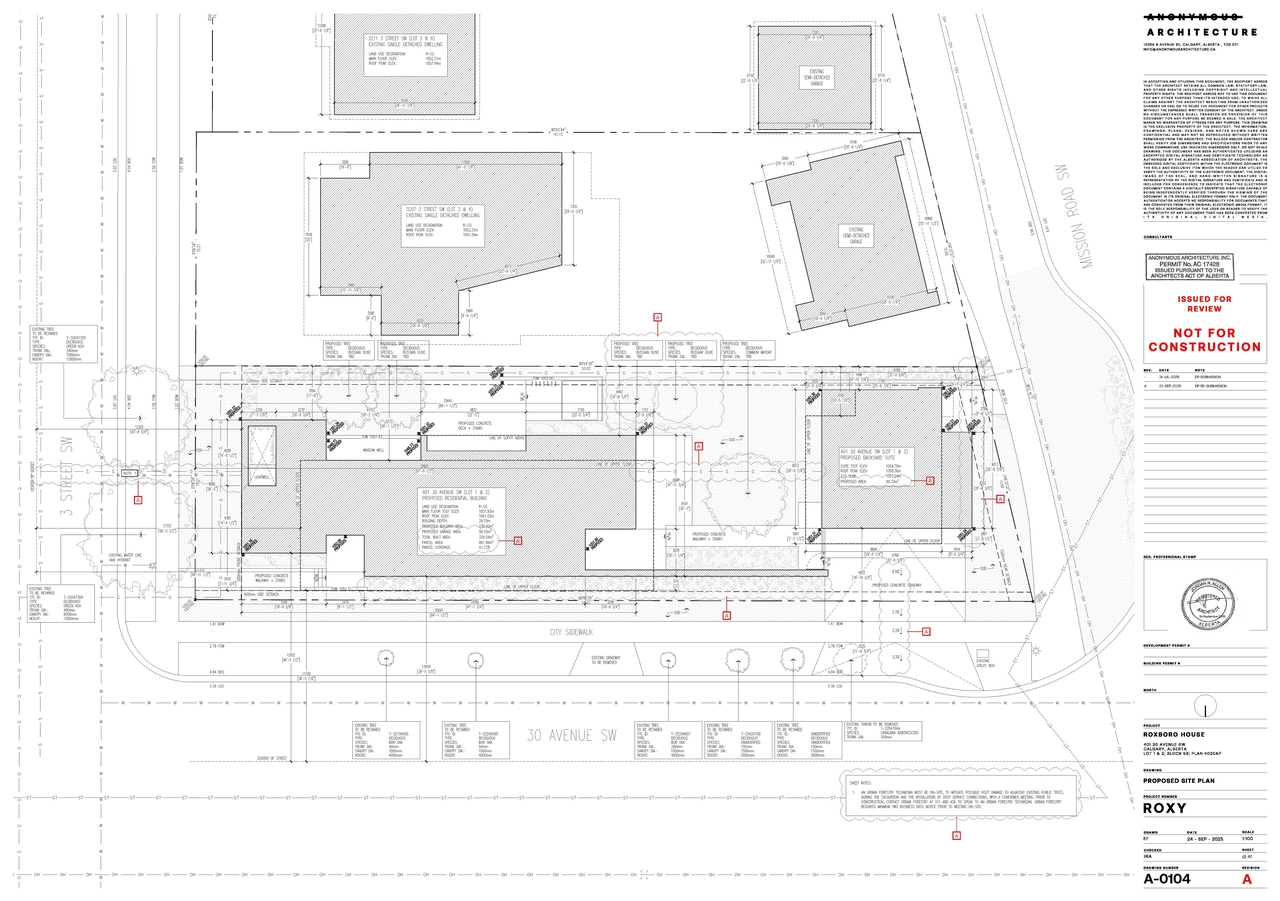Construction site plan for project from page 3 of the file 'DP2025-04443 DMAP Plans (Amended) 2025-09-24 (10MB)'