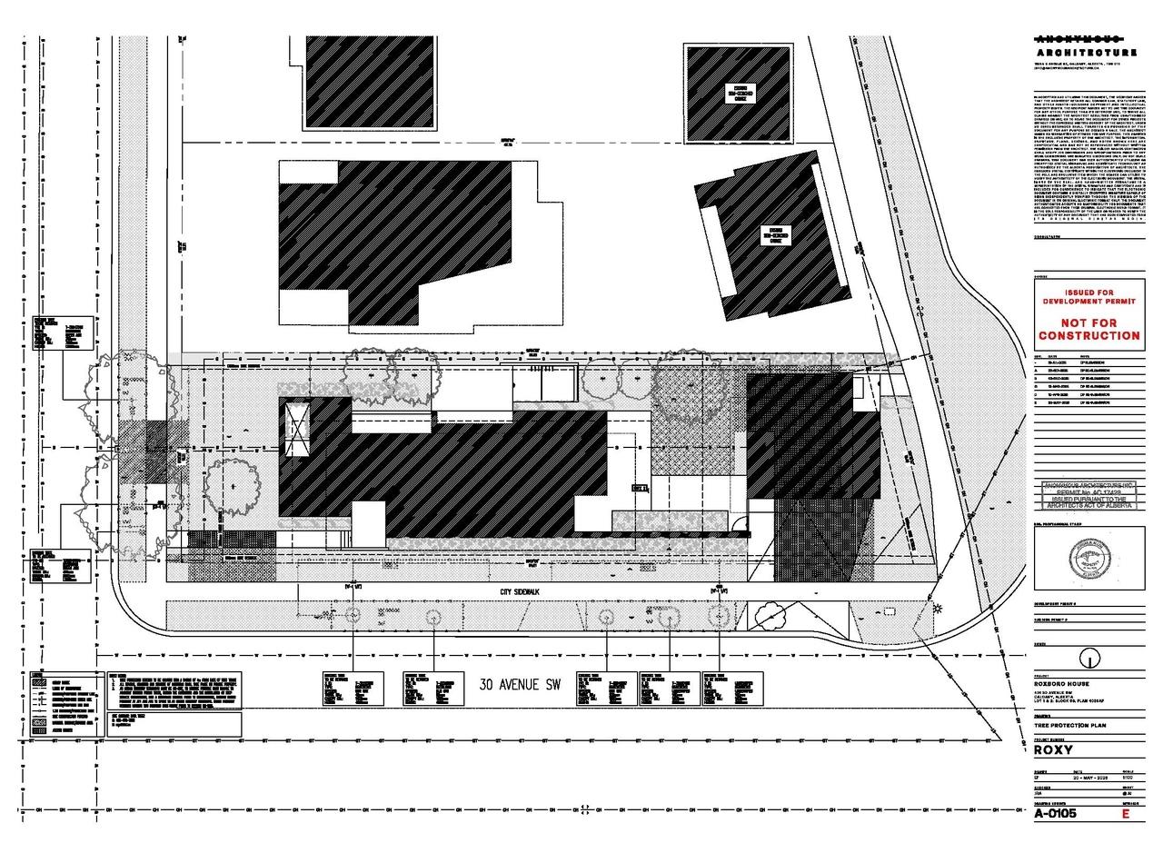 Construction site plan for project from page 5 of the file 'DP2025-04443 (Amended) 2026-05-20 (10MB)'