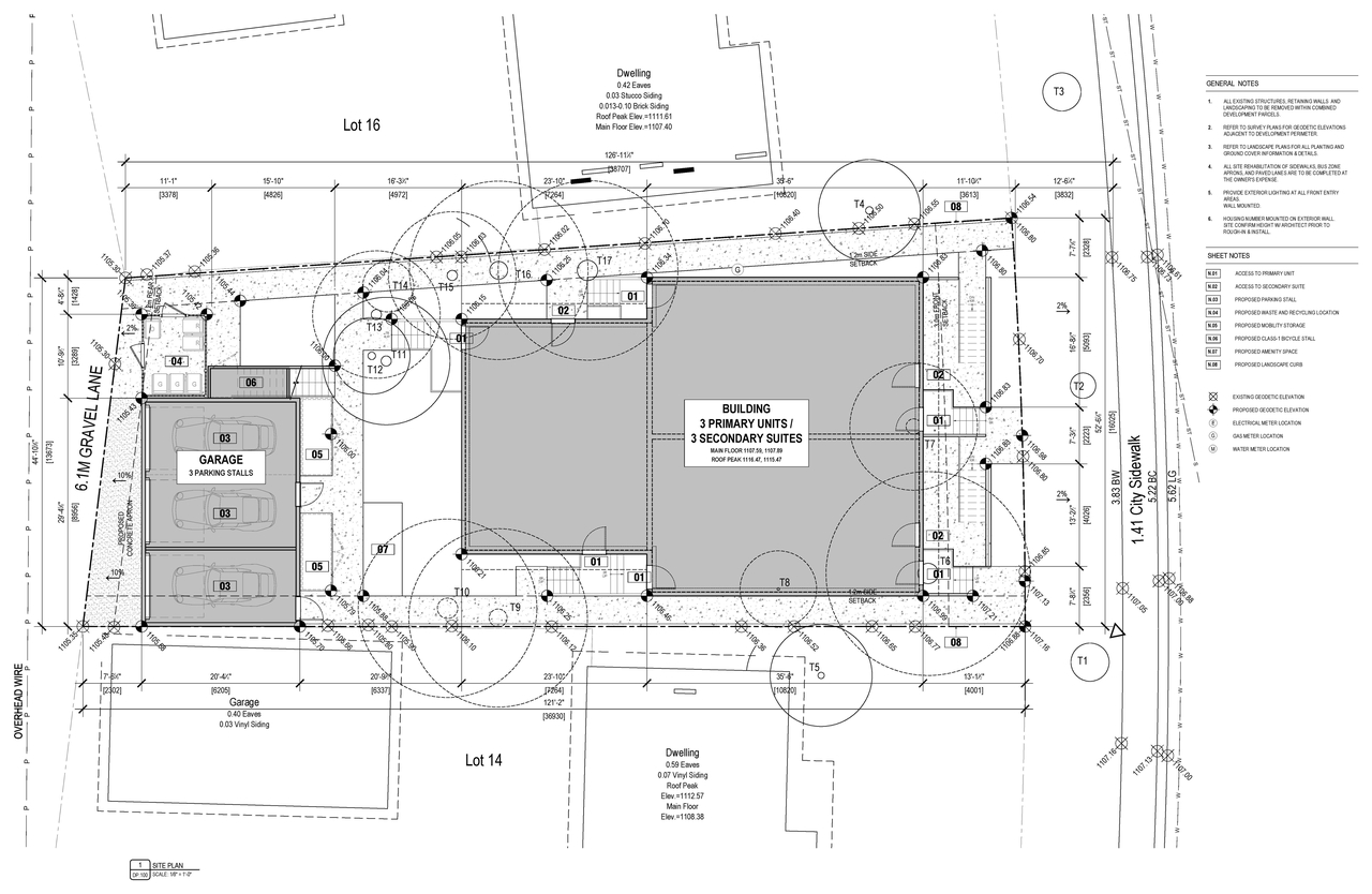 Construction site plan for project from page 3 of the file 'DP2025-04523 DMAP Plans (Submitted) 2025-08-06 (5MB)'
