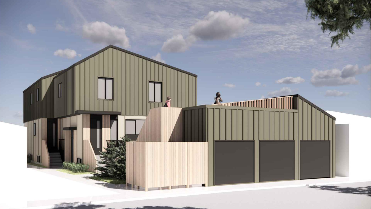Rendering of building from page 8 of the file 'DP2025-04523 DMAP Plans (Submitted) 2025-08-06 (5MB)'