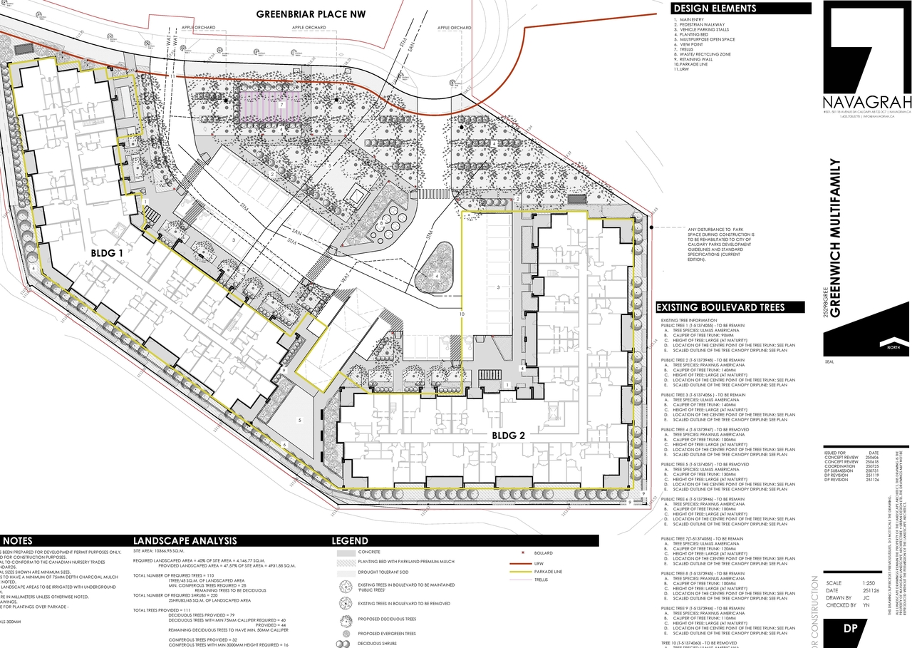 Construction site plan for project from page 9 of the file 'DP2025-04530 DMAP Plans Submitted 2025-12-01 (14MB)'
