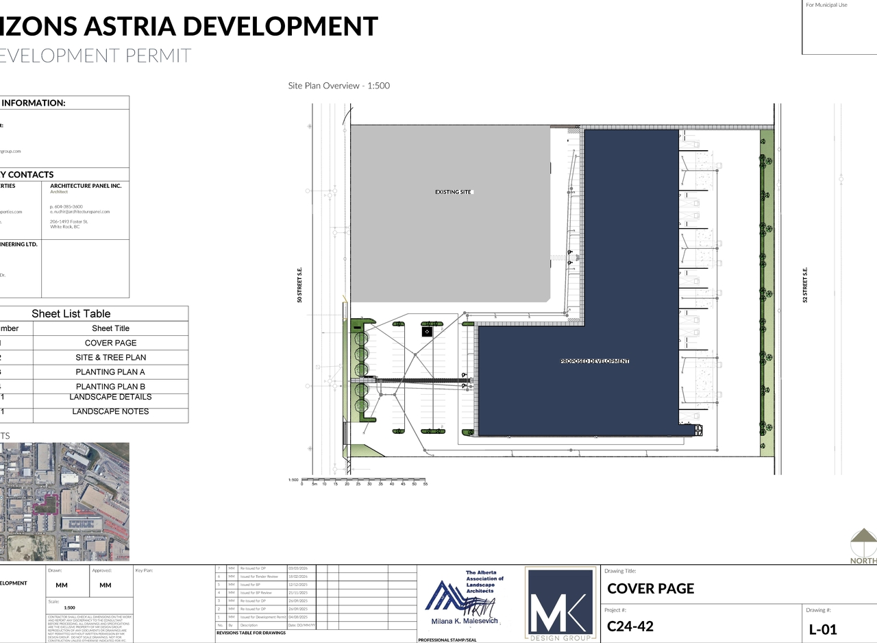 Construction site plan for project from page 8 of the file 'DP2025-04568 DMAP Plans Amended (10MB) 2026-03-25'