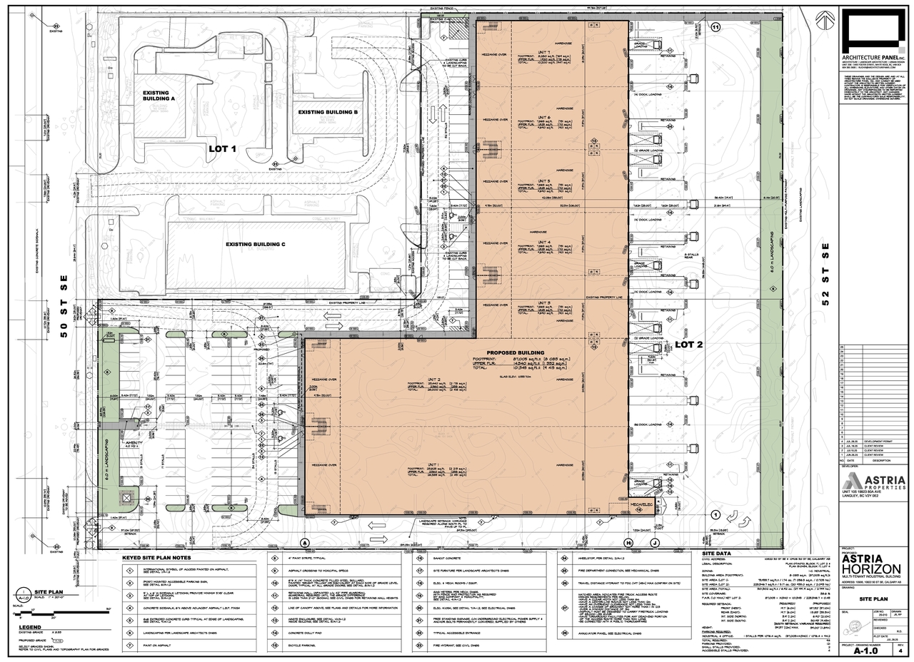 Construction site plan for project from page 2 of the file 'DP2025-04568 DMAP Plans (Submitted) 2025-08-07 (6MB)'