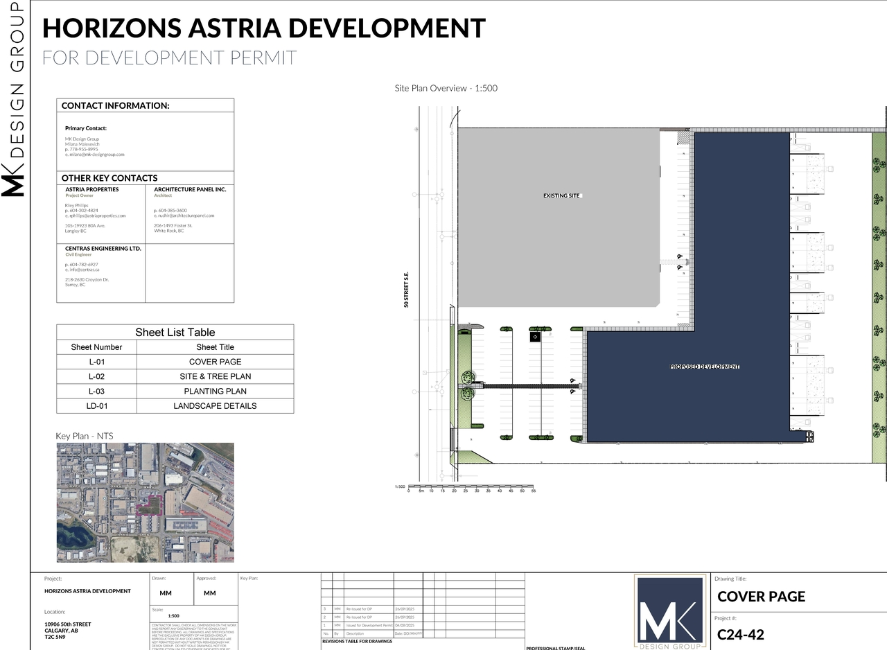 Construction site plan for project from page 4 of the file 'DP2025-04568 DMAP Plans (Amended) 2025-11-05 (8MB)'