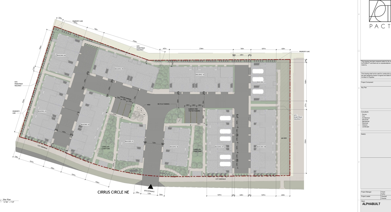 Construction site plan for project from page 3 of the file 'DP2025-04674 DMAP Plans (Submitted) 2025-08-12 (10MB)'