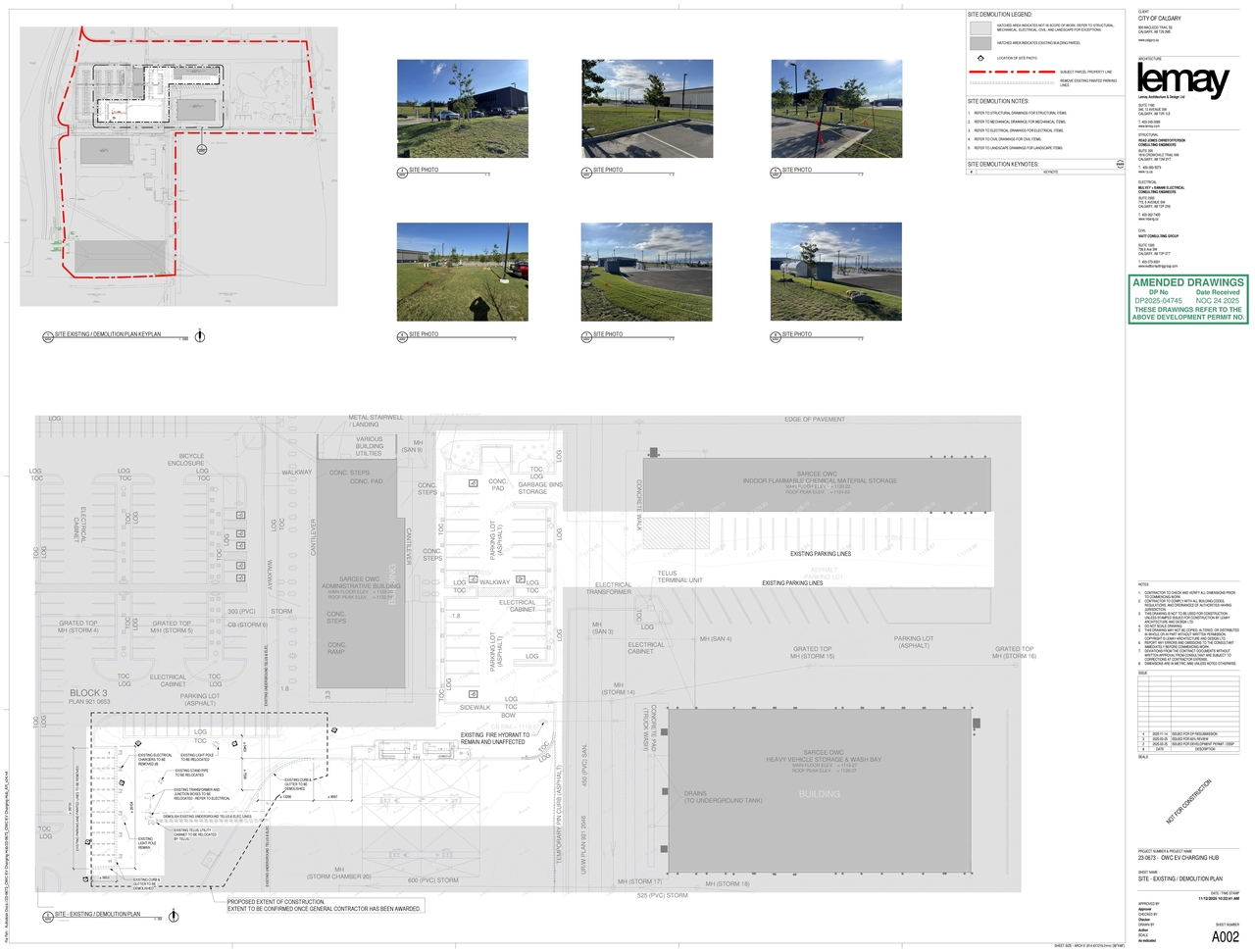 Construction site plan for project from page 2 of the file 'DP2025-04745 DMAP Plans Amended (2MB) 2025-11-24'
