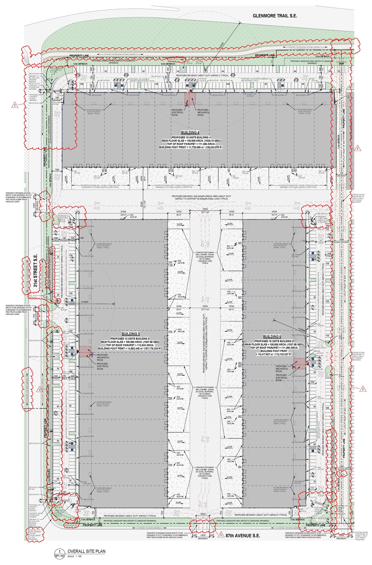 Construction site plan for project from page 4 of the file 'DP2025-04765 DMAP Plans (Amended) 2025-12-08 (32MB)'