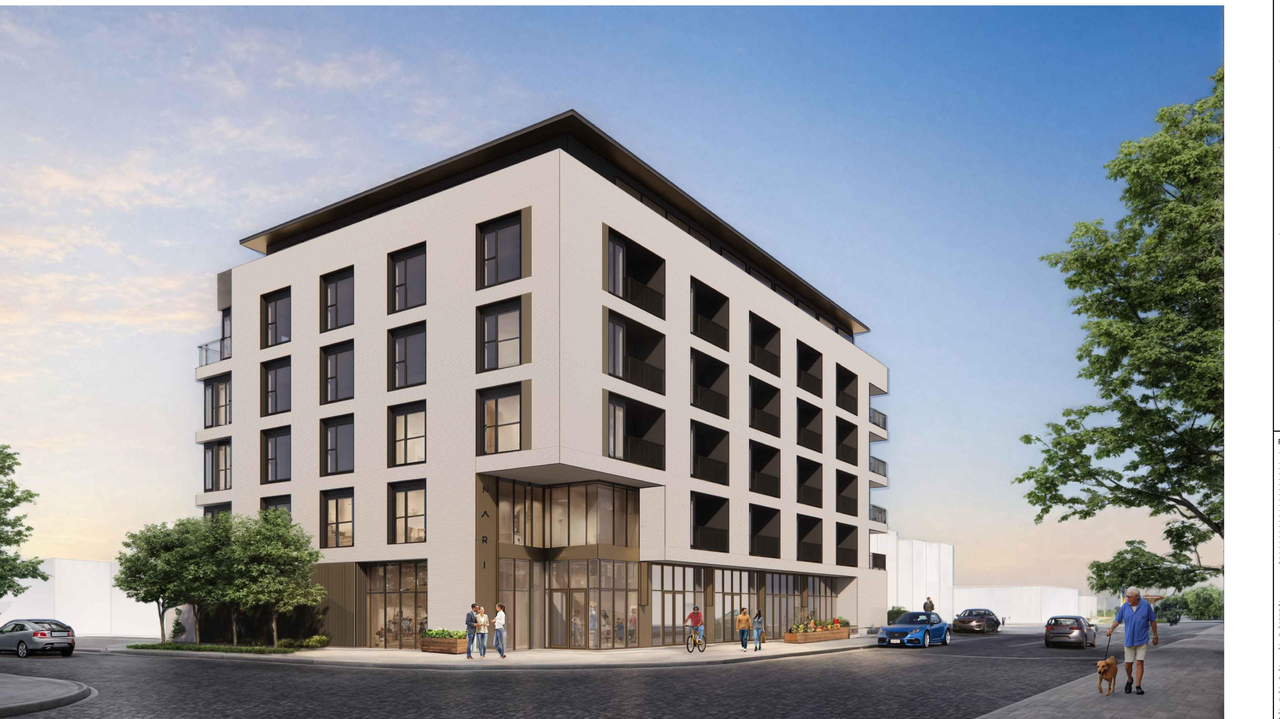 Rendering of building from page 10 of the file 'DP2025-04791 DMAP Plans (Submitted) 2025-08-18 (7MB)'