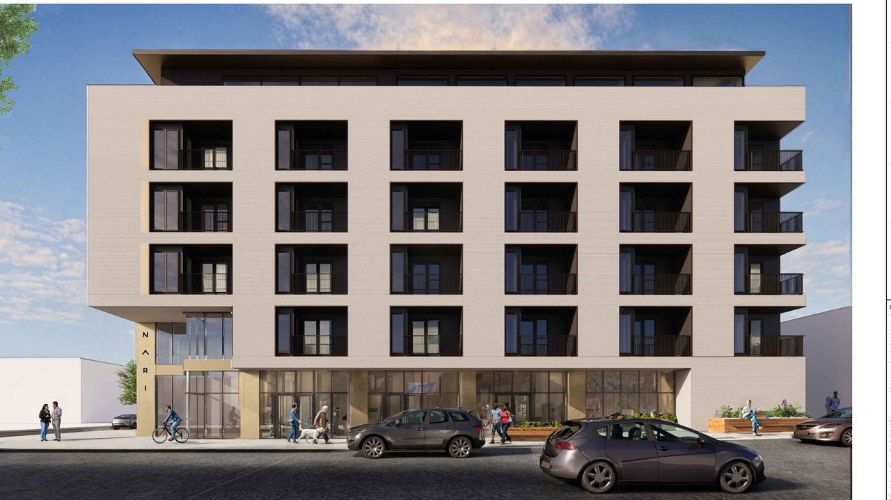 Rendering of building from page 8 of the file 'DP2025-04791 DMAP Plans (Submitted) 2025-08-18 (7MB)'