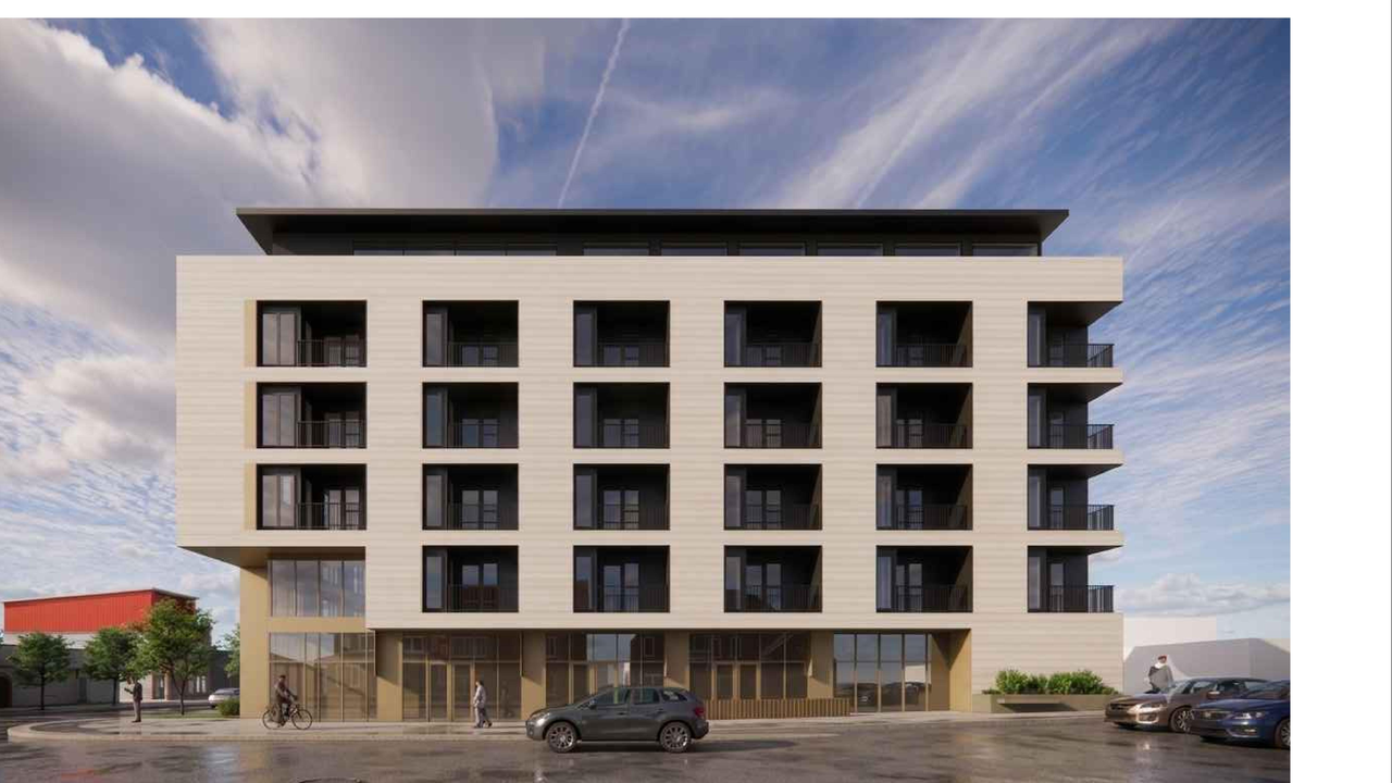 Rendering of building from page 10 of the file 'DP2025-04791 DMAP Plans Amended (4MB) 2026-07-29'
