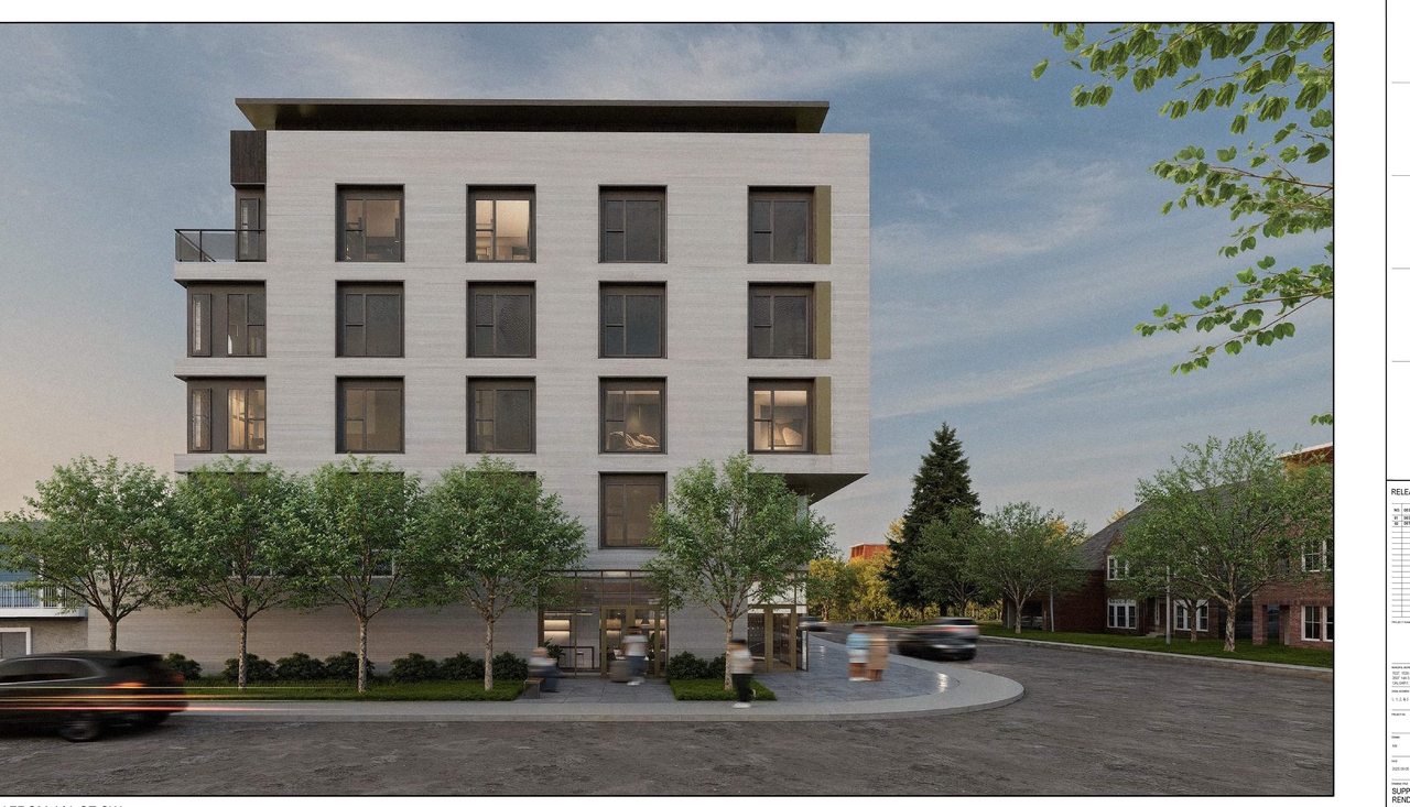 Rendering of building from page 9 of the file 'DP2025-04791 DMAP Plans Amended (11MB) 2026-01-13'