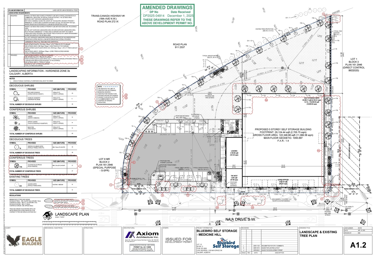 Construction site plan for project from page 6 of the file 'DP2025-04914 DMAP Plans Amended (14MB) 2025-12-01'