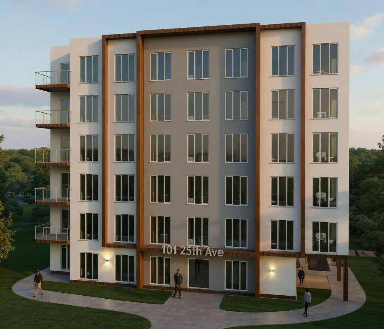 Rendering of building from page 2 of the file 'DP2025-04996 DMAP Plans Submitted (2MB) 2025-11-26'