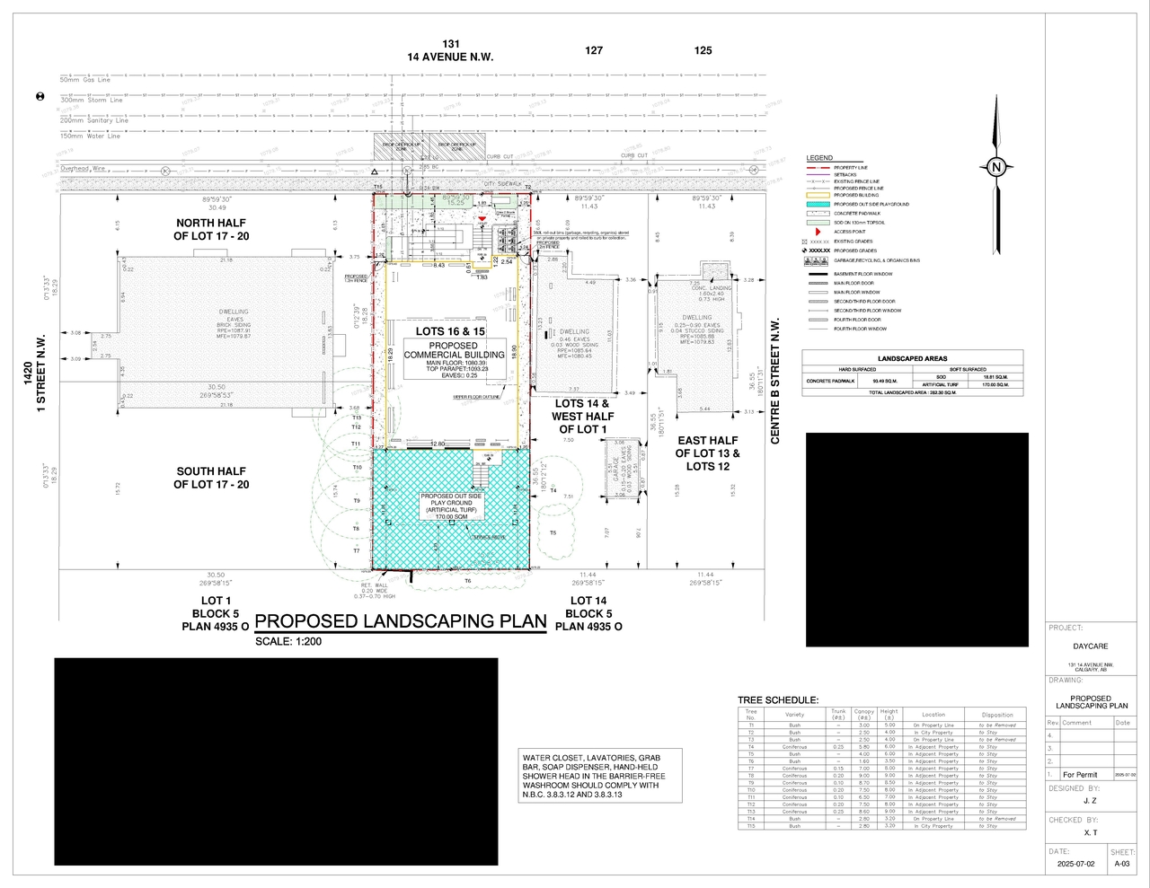 Construction site plan for project from page 3 of the file 'DP2025-05084 DMAP Plans Submitted 2025-09--03 (2MB)'