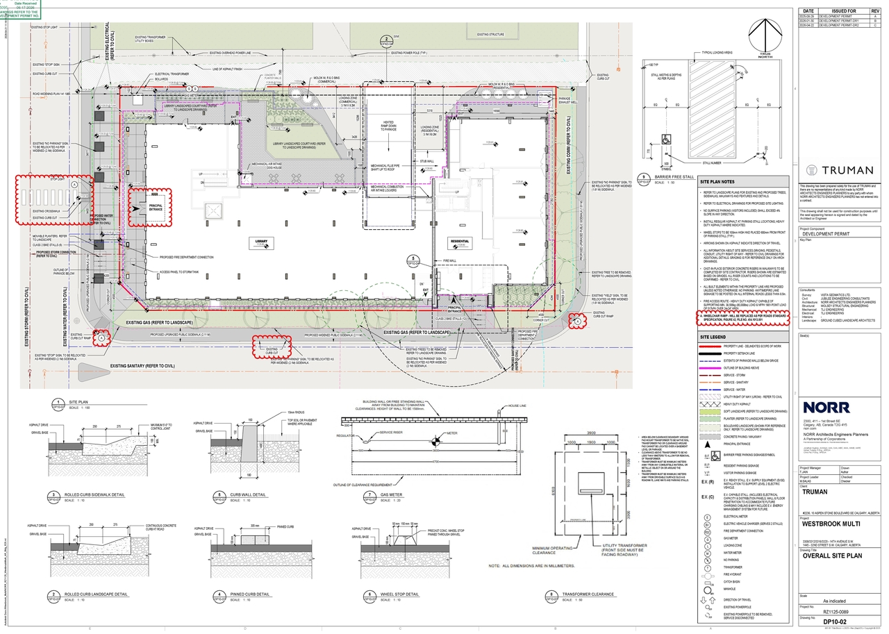 Construction site plan for project from page 2 of the file 'DP2025-05095 DMAP Plans (Amended) (5MB) 2026-06-17'