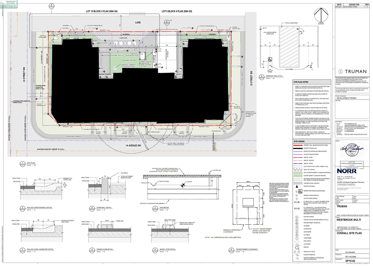 Construction site plan for project from page 2 of the file 'DP2025-05095 DMAP Plans (Submitted) 2025-09-15 (7MB)'