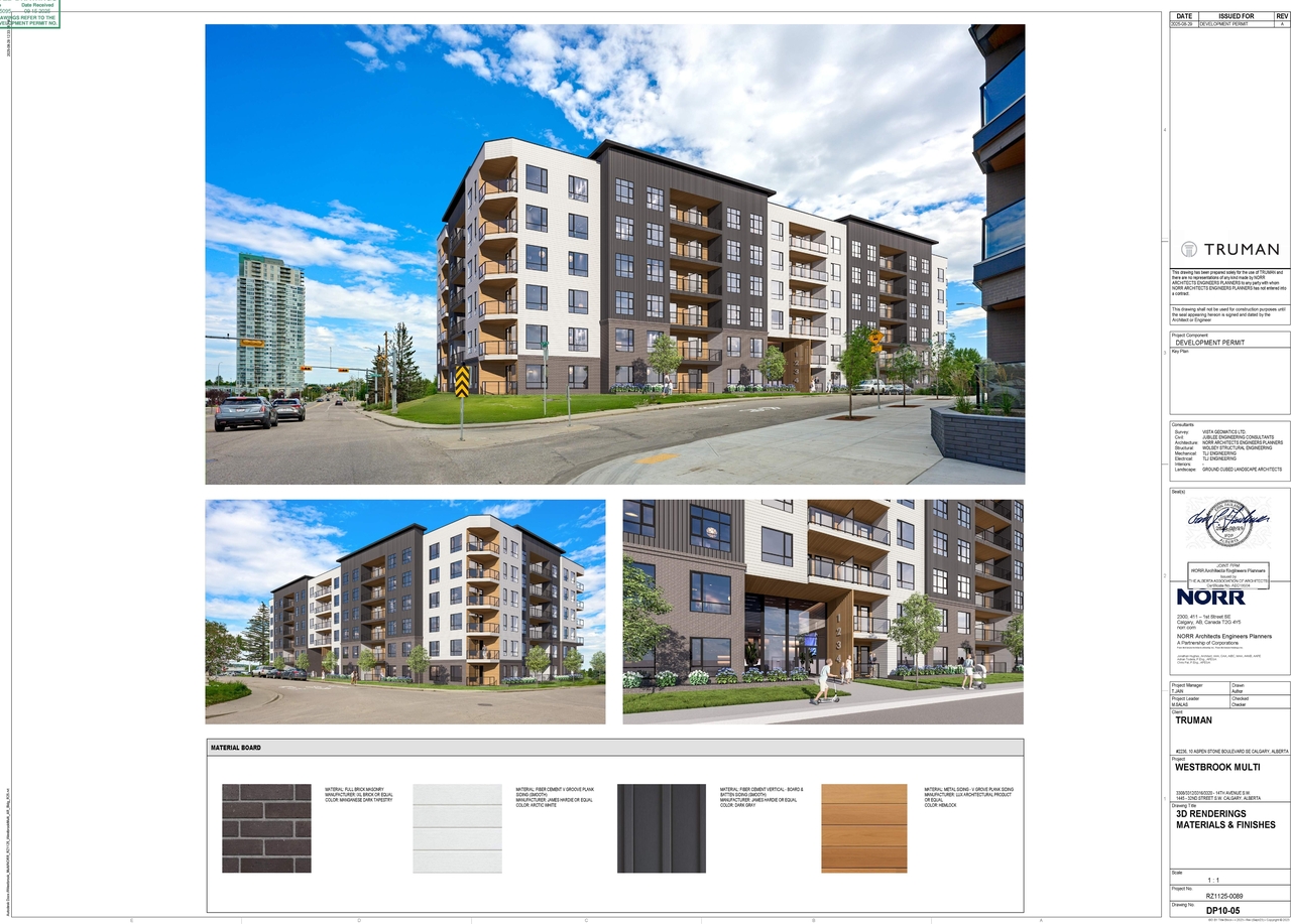 Rendering of building from page 3 of the file 'DP2025-05095 DMAP Plans (Submitted) 2025-09-15 (7MB)'