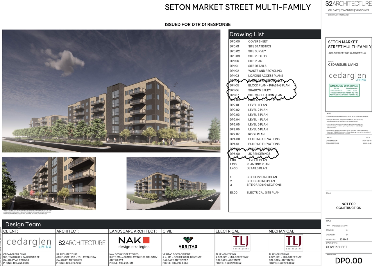 Rendering of building from page 1 of the file 'DP2025-05101 DMAP Plans Amended (5MB) 2026-01-27'