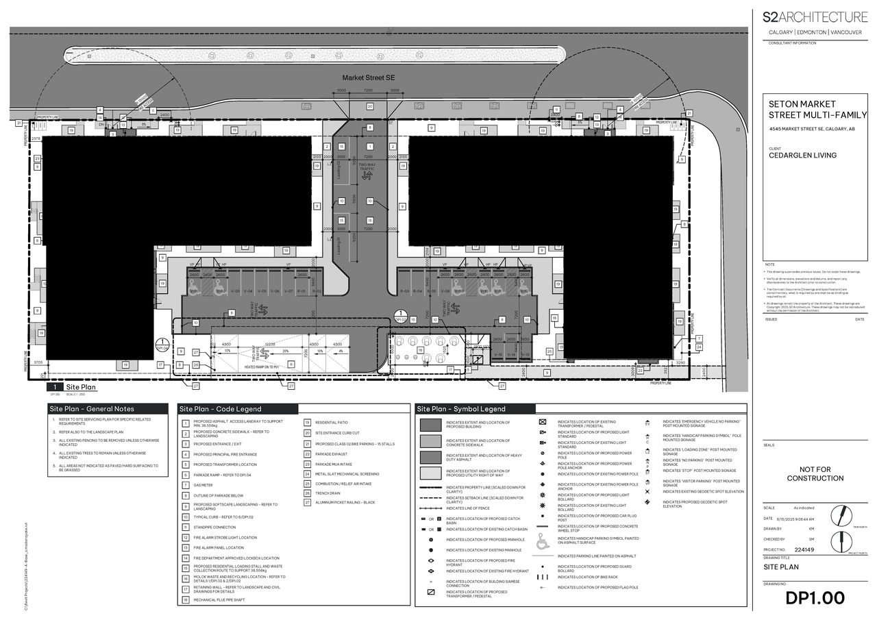 Construction site plan for project from page 4 of the file 'DP2025-05101 DMAP Plans (Submitted) 2025-09-08 (5MB)'