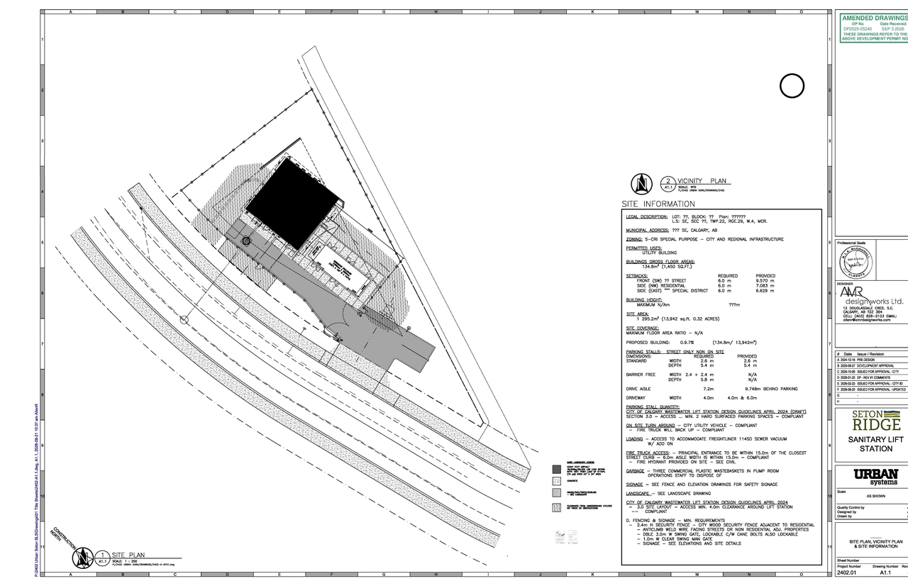 Construction site plan for project from page 1 of the file 'DP2025-05240 DMAP Plans (Amended) 2026-09-03 (3MB)'