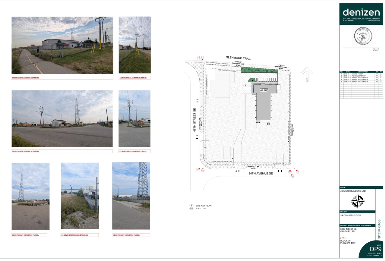Construction site plan for project from page 4 of the file 'DP2025-05304 DMAP Plans (Amended) 2026-04-09 (5MB)'