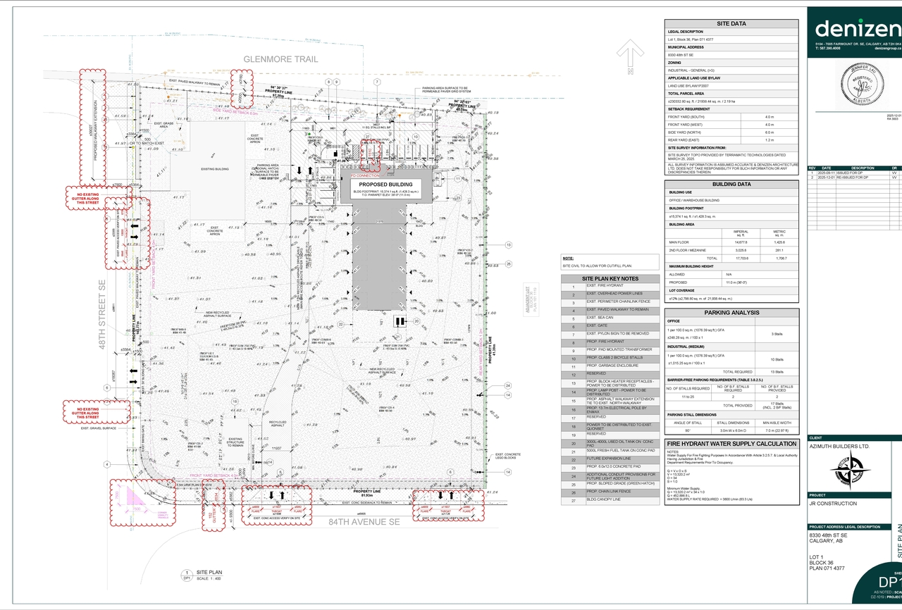 Construction site plan for project from page 1 of the file 'DP2025-05304 DMAP Plans (Submitted) 2025-12-02 (3MB)'