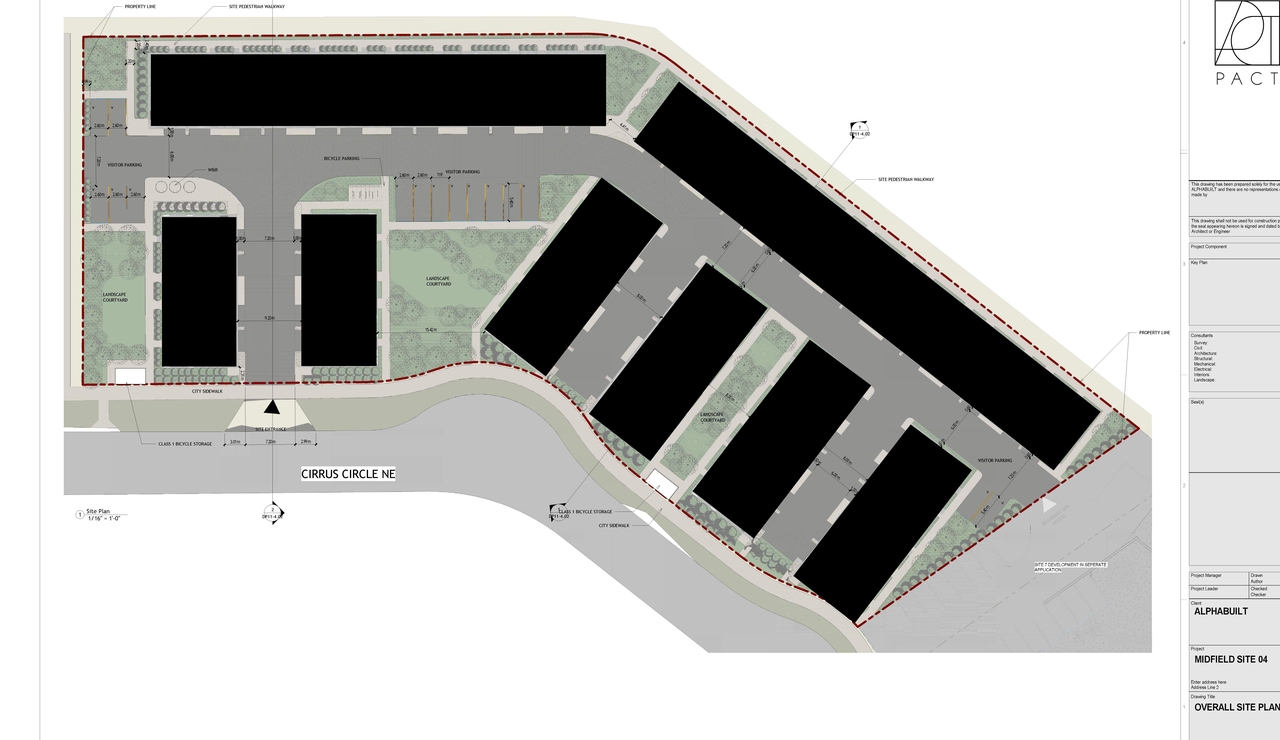 Construction site plan for project from page 3 of the file 'DP2025-05346 DMAP Plans (Submitted) 2025-09-16 (13MB)'