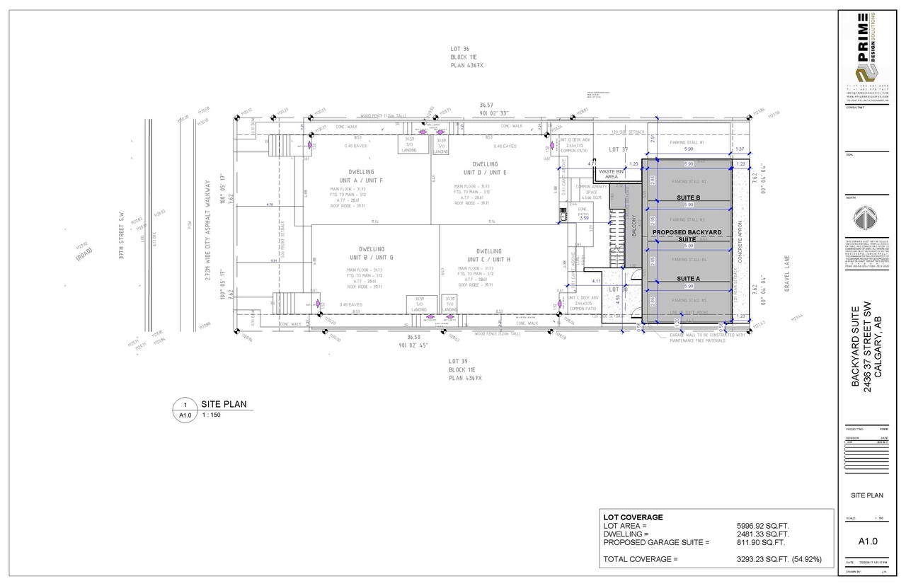 Construction site plan for project from page 1 of the file 'DP2025-05375 DMAP Plans (Submitted) 2025-09-17 (2MB)'
