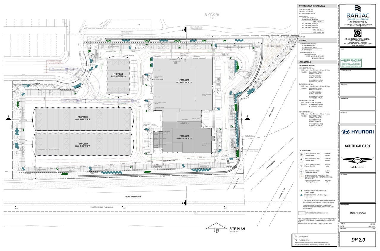 Construction site plan for project from page 2 of the file 'DP2025-05445 DMAP Plans (Submitted) 2025-09-29 (4MB)'