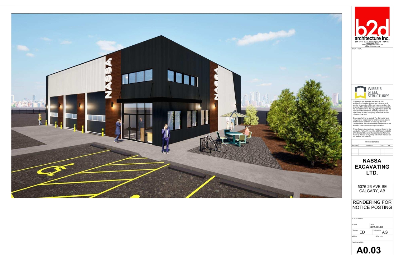 Rendering of building from page 4 of the file 'DMAP Plans Submitted DP2025-05459 (8MB) 202509-22'
