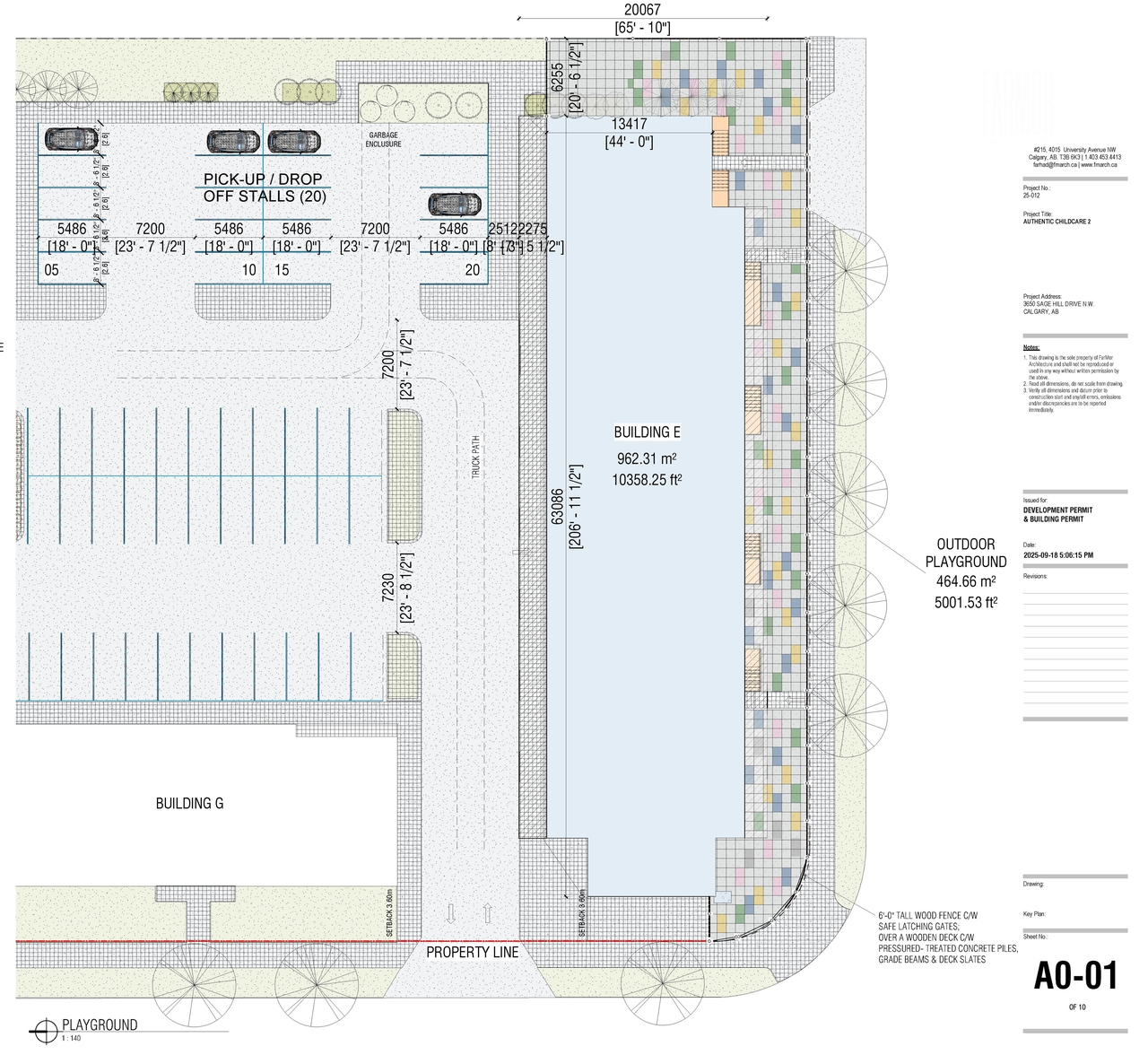 Construction site plan for project from page 2 of the file 'DP2025-05543 DMAP Plans (Submitted) 2025-09-26 (10MB)'