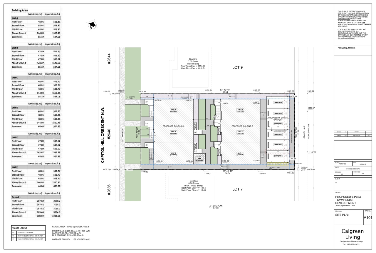 Construction site plan for project from page 2 of the file 'DP2025-05556 DMAP Plans (Submitted) 2025-10-17 (4MB)'