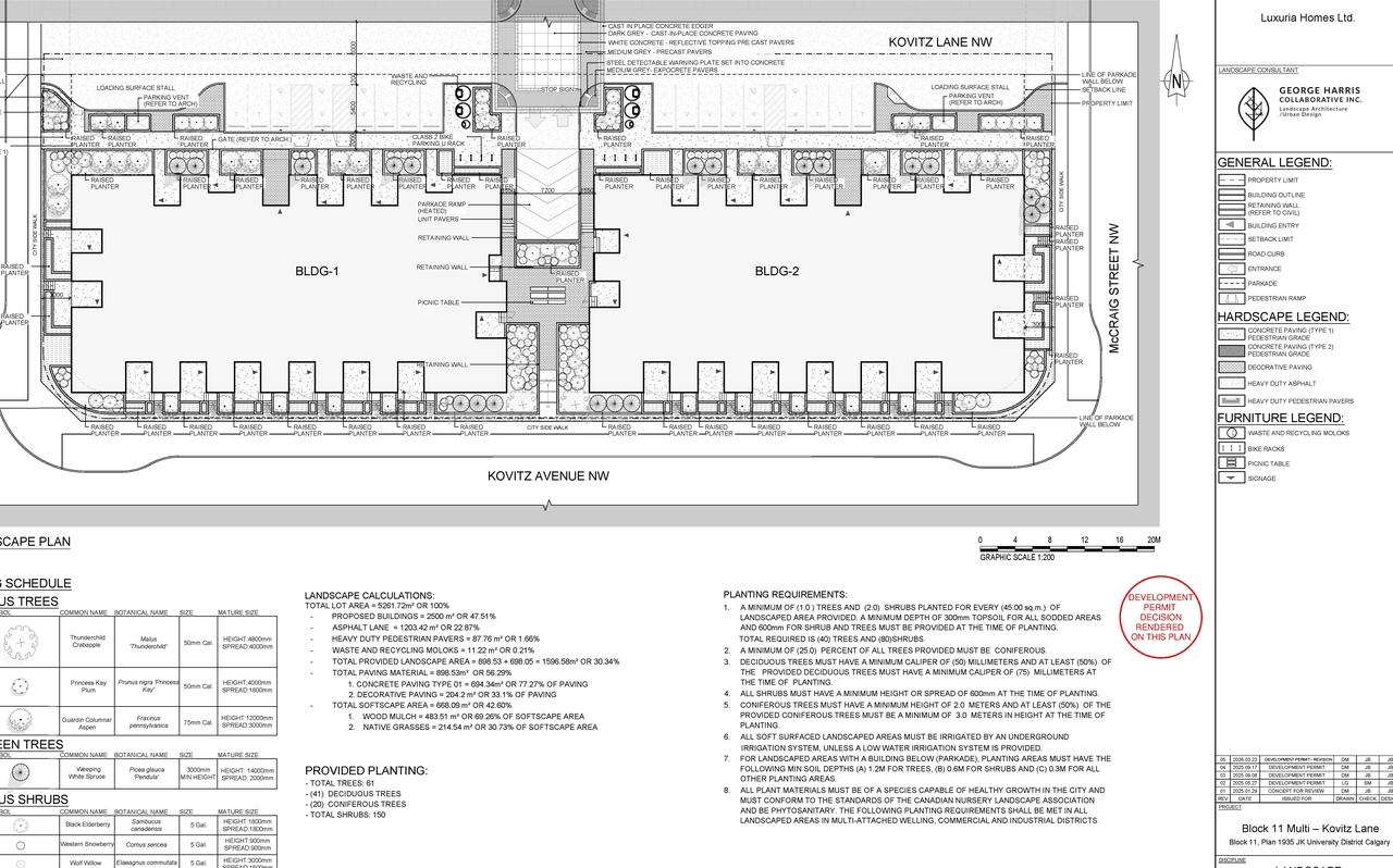 Construction site plan for project from page 7 of the file 'DP2025-05564 - DMAP DECISION RENDERED (8MB) 2026-04-30'