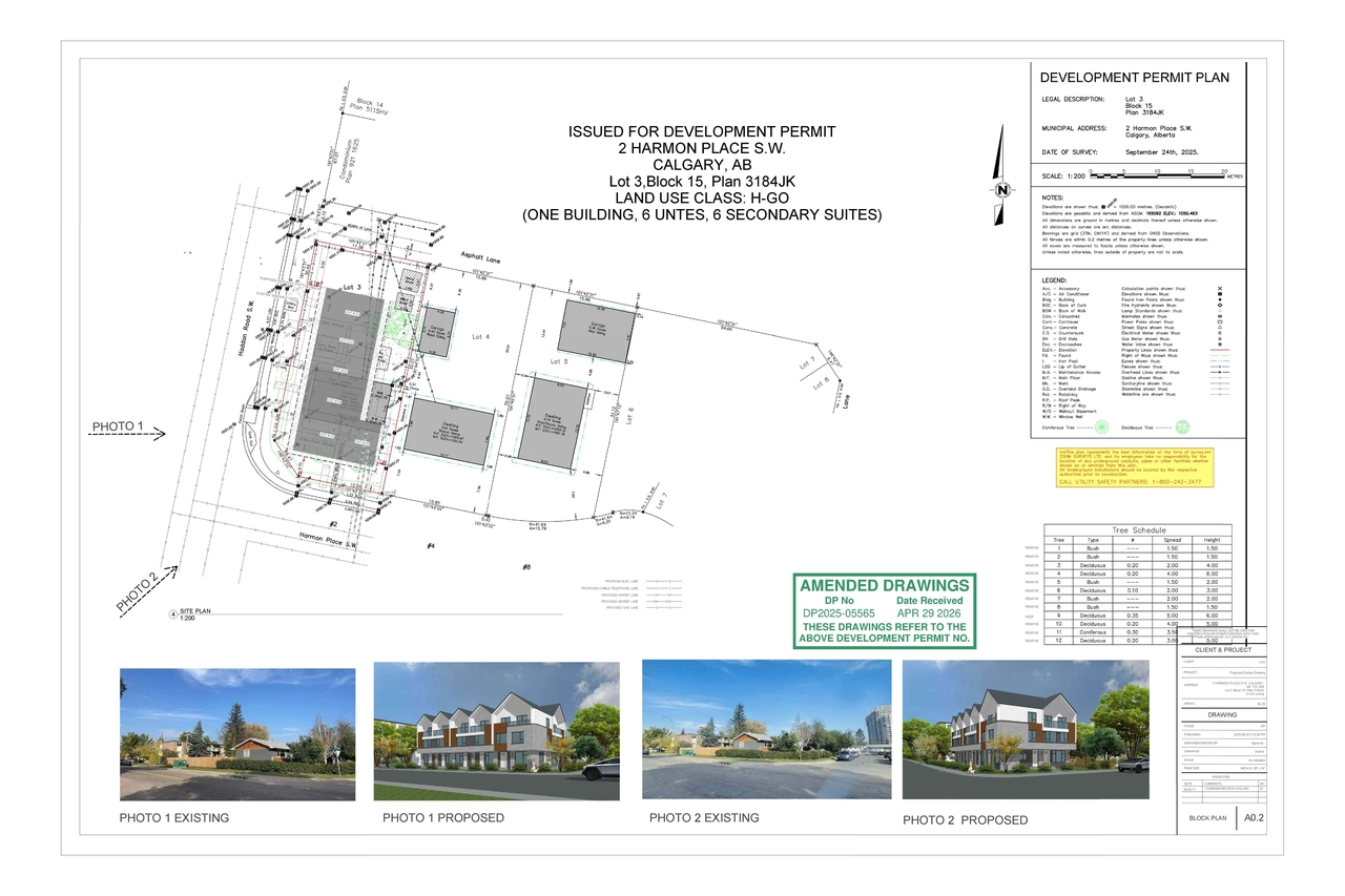 Construction site plan for project from page 3 of the file 'DP2025-05565 DMAP Plans (Amended) 2026-04-30 (2MB)'