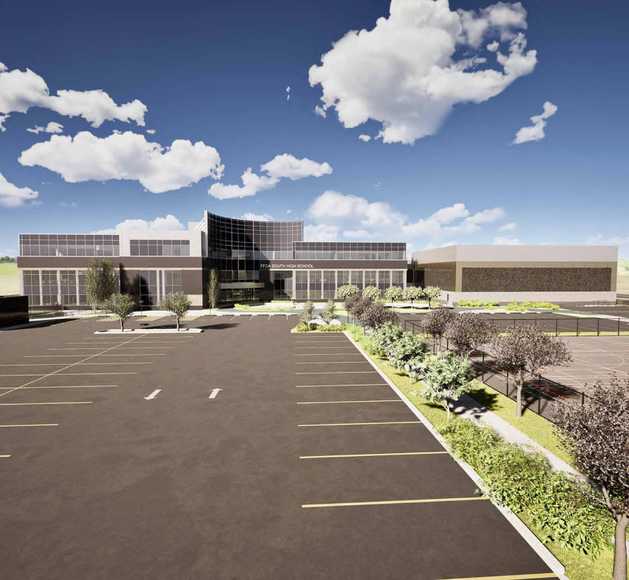 Rendering of building from page 1 of the file 'DP2025-05683 DMAP Plans (amended) 2026-06-15 (6MB)'