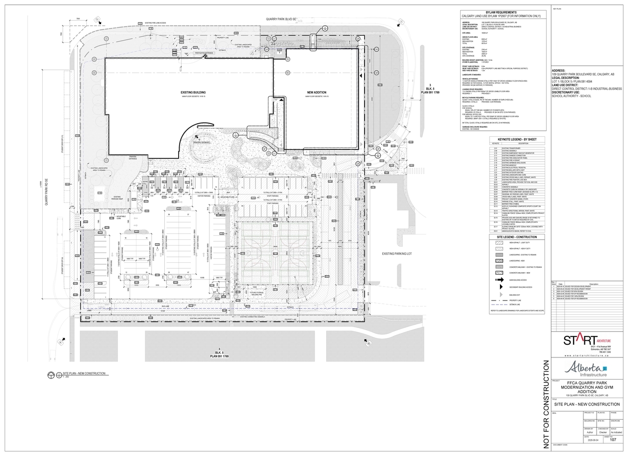 Construction site plan for project from page 3 of the file 'DP2025-05683 DMAP Plans (amended) 2026-06-15 (6MB)'