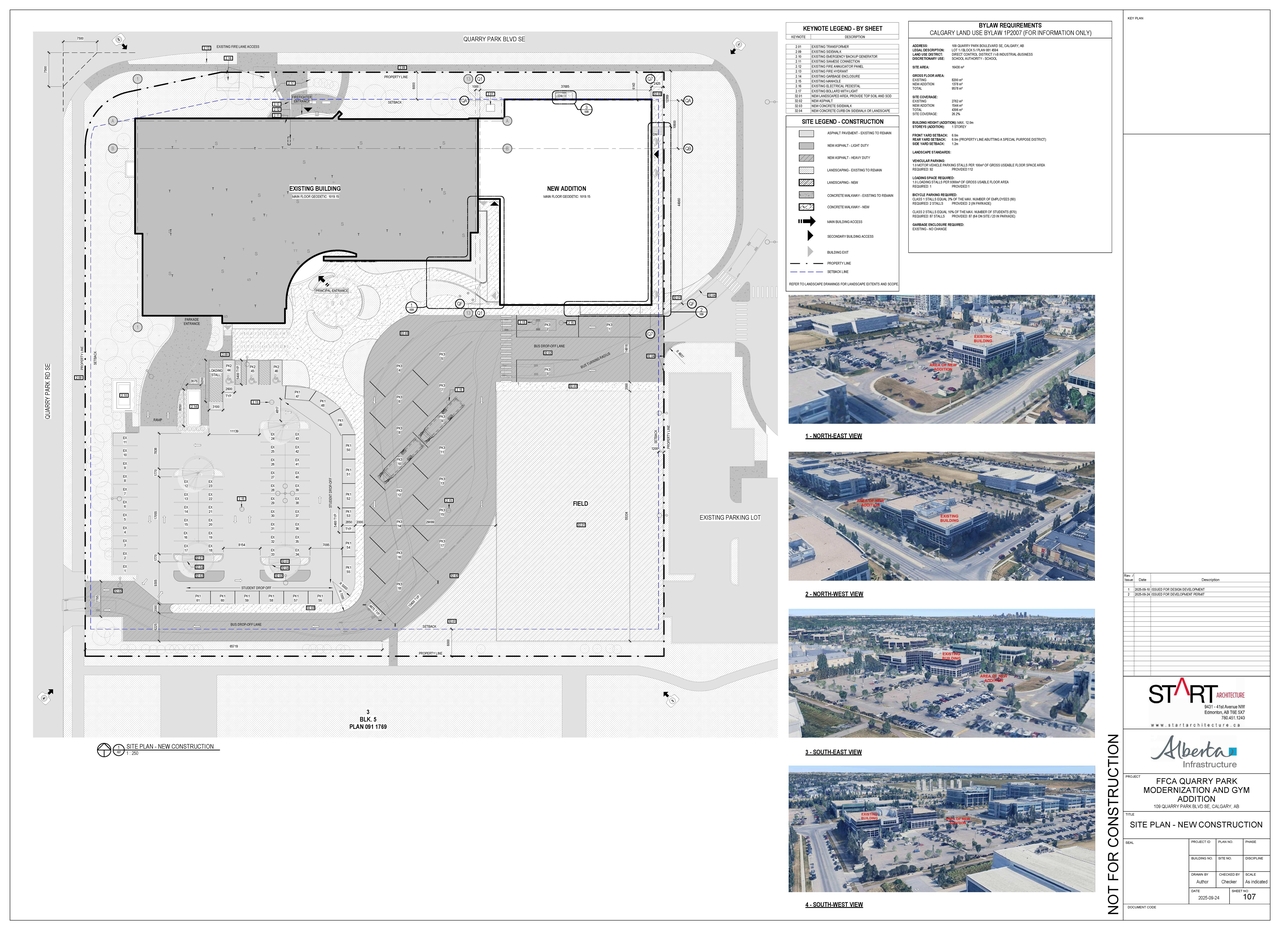 Construction site plan for project from page 3 of the file 'DP2025-05683 DMAP Plans (Submitted) 2025-10-06 (3MB)'