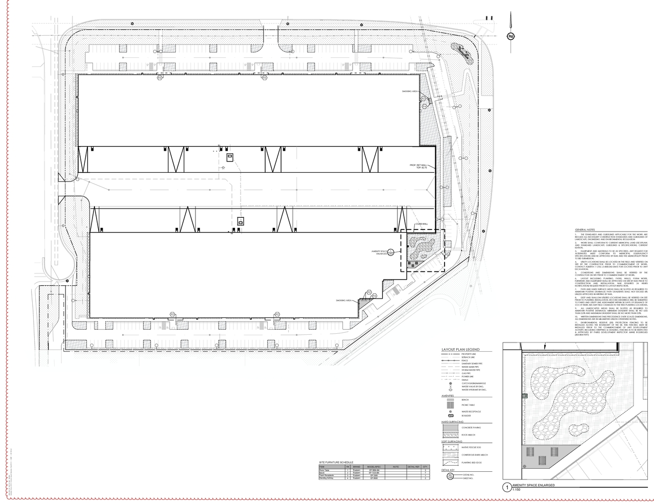 Construction site plan for project from page 8 of the file 'DP2025-05685 DMAP Plans (Amended) 2026-04-10 (7MB)'