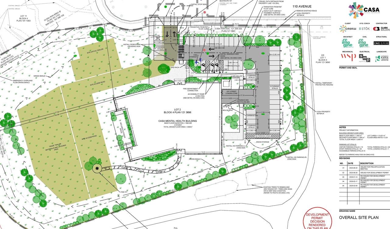 Construction site plan for project from page 6 of the file 'DP2025-05700 - DMAP DECISION RENDERED (18MB) 2026-03-09'