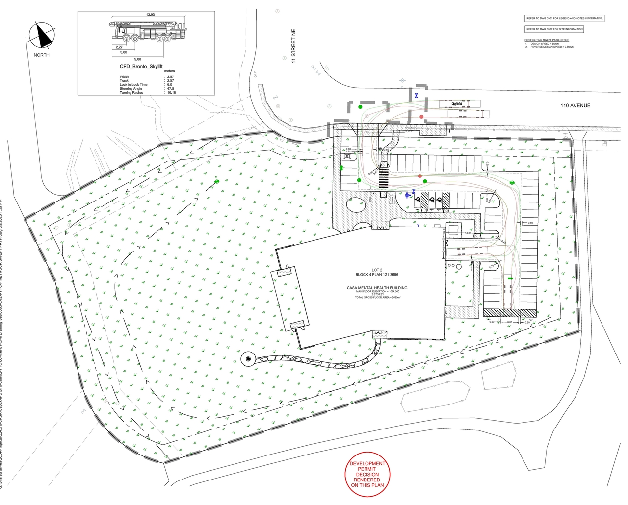 Construction site plan for project from page 8 of the file 'DP2025-05700 - DMAP DECISION RENDERED (18MB) 2026-03-09'