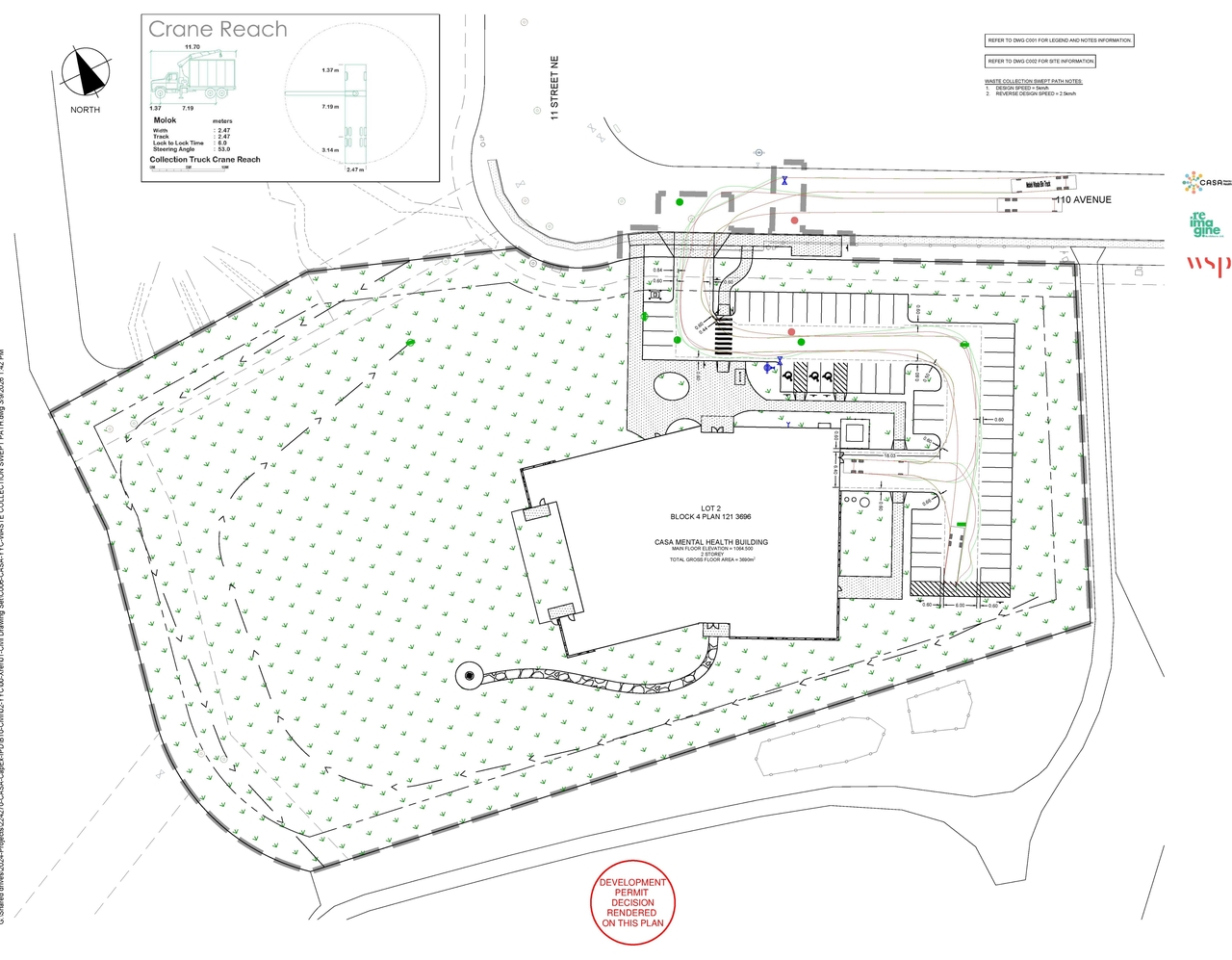 Construction site plan for project from page 9 of the file 'DP2025-05700 - DMAP DECISION RENDERED (18MB) 2026-03-09'