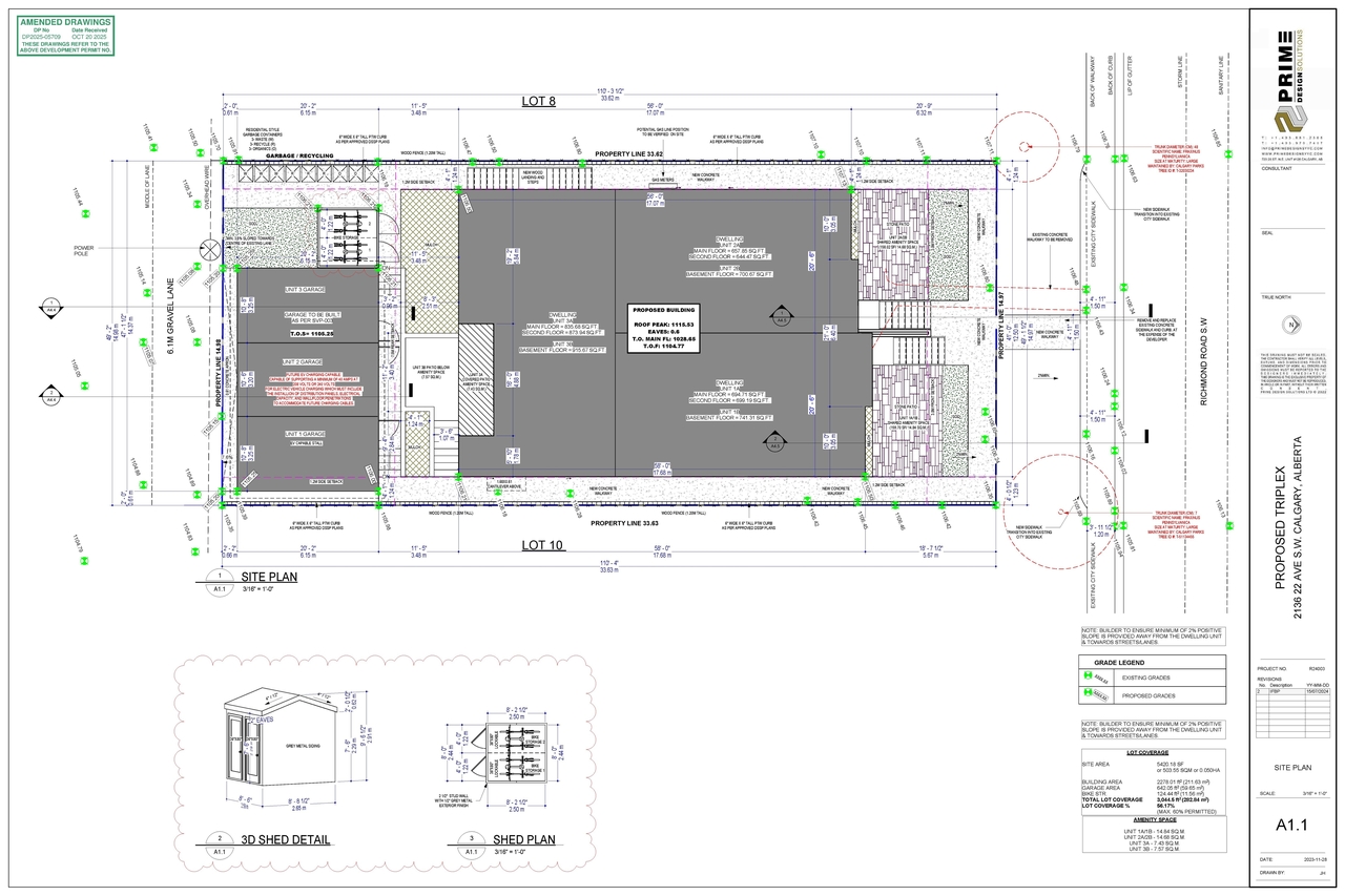 Construction site plan for project from page 3 of the file 'DP2025-05709 DMAP Plans (Submitted) 2025-10-20 (10MB)'
