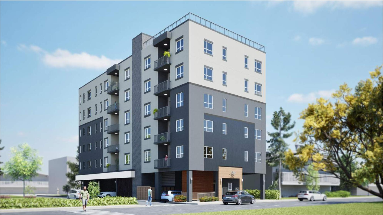 Rendering of building from page 1 of the file 'DP2025-05783 - DMAP DECISION RENDERED (8MB) 2026-08-14'
