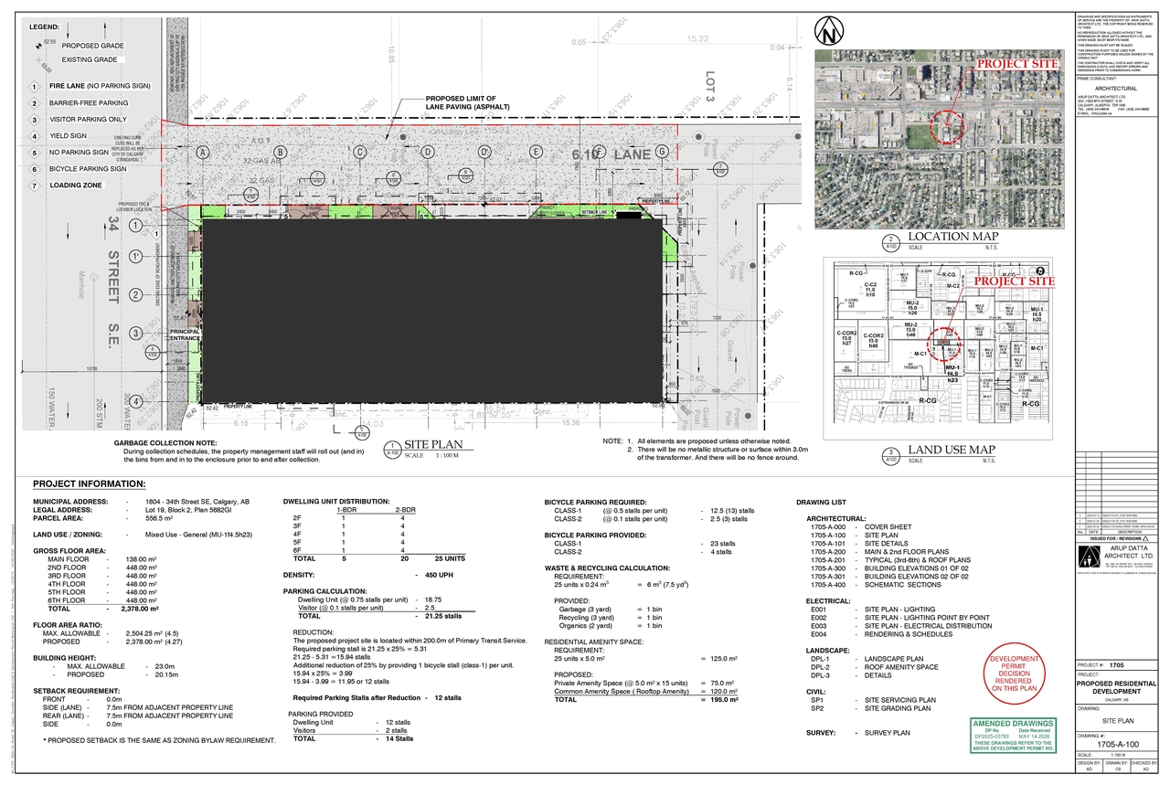 Construction site plan for project from page 2 of the file 'DP2025-05783 - DMAP DECISION RENDERED (5MB) 2026-06-24'