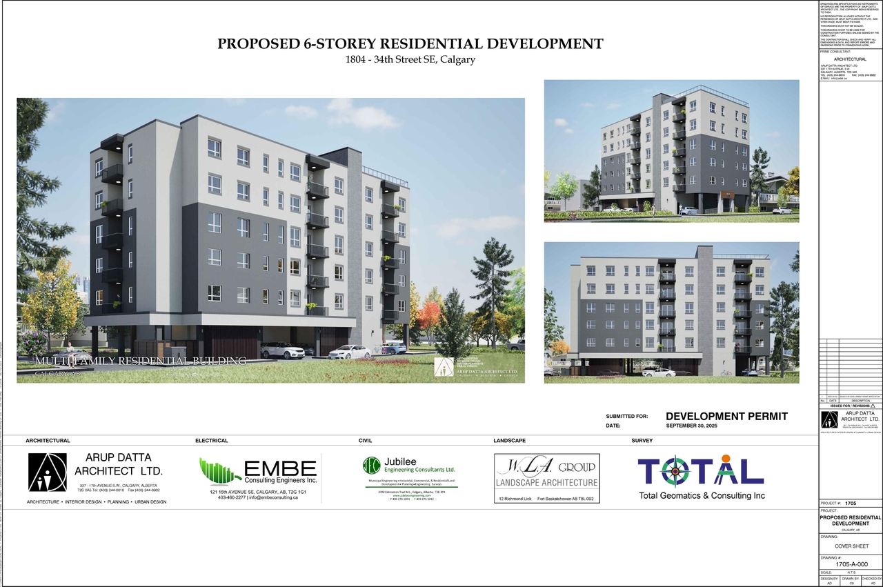 Rendering of building from page 1 of the file 'DMAP Plans Submitted DP2025-05783 (5MB) 2025-10-20'