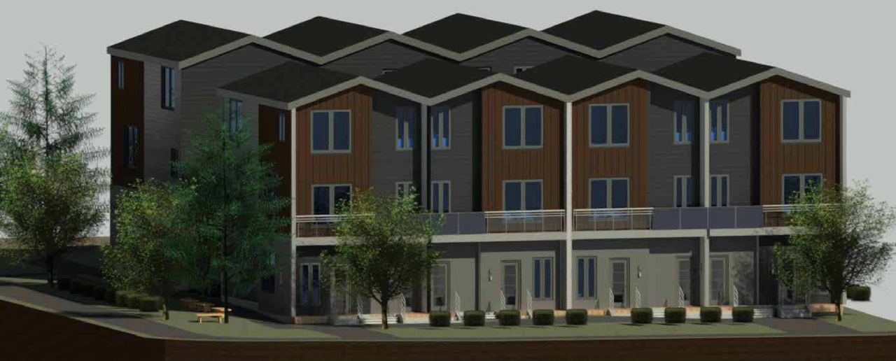 Rendering of building from page 1 of the file 'DP2025-05814 DMAP Plans (Amended) 2026-07-27 (6MB)'