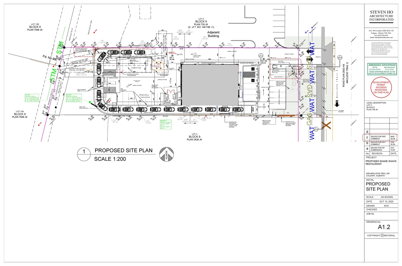 Construction site plan for project from page 3 of the file 'DP2025-05920 - DMAP DECISION RENDERED (7MB) 2026-03-18'