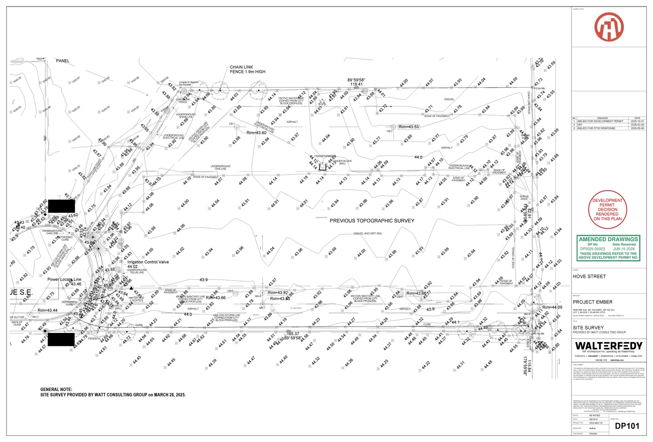 Construction site plan for project from page 3 of the file 'DP2025-05923 - DMAP DECISION RENDERED (5MB) 2026-07-08'